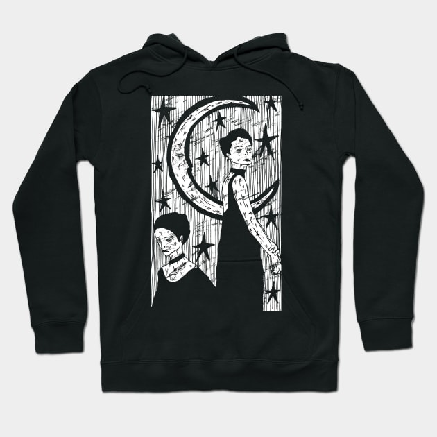 Gemini Moon Hoodie by AllieHartleyArt